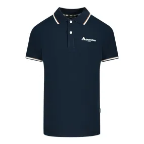 Aquascutum London Tipped Navy Blue Polo Shirt