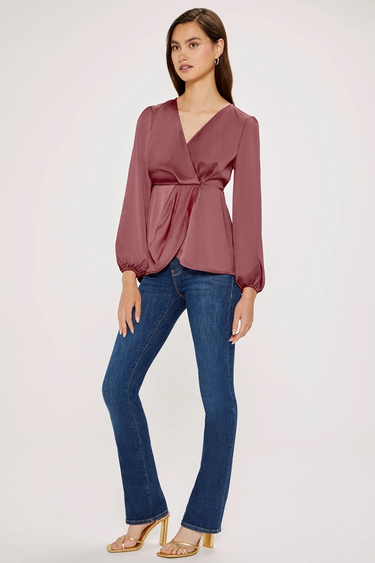 Bella Draped Blouse | Maroon
