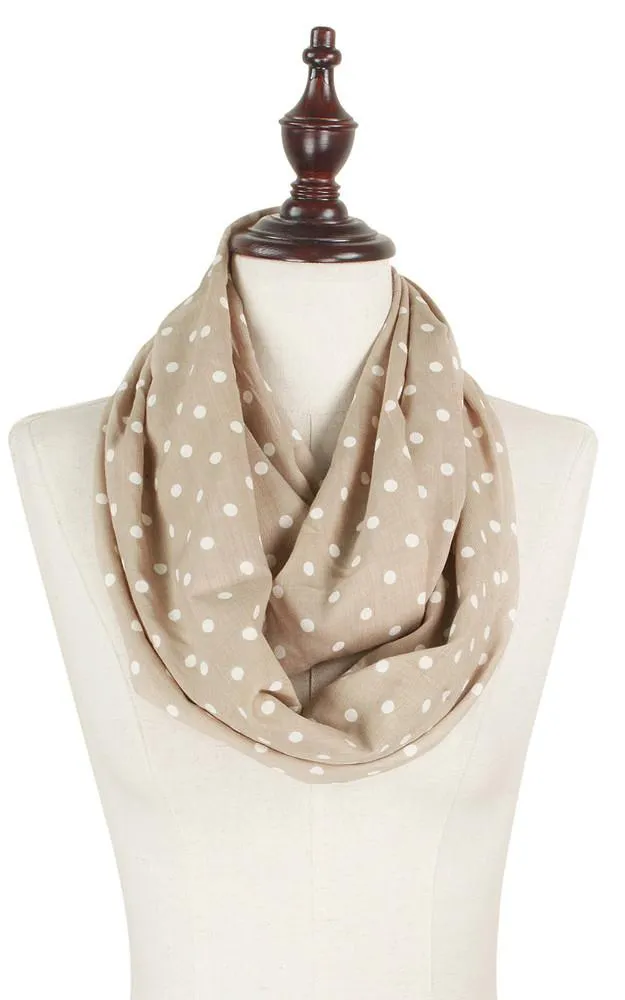 EAS8741 Polka Dot Print Cotton Infinity Scarf