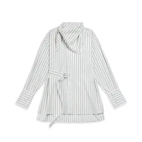 Future Classics   Striped Neck Scarf Shirt Pure White Stripe