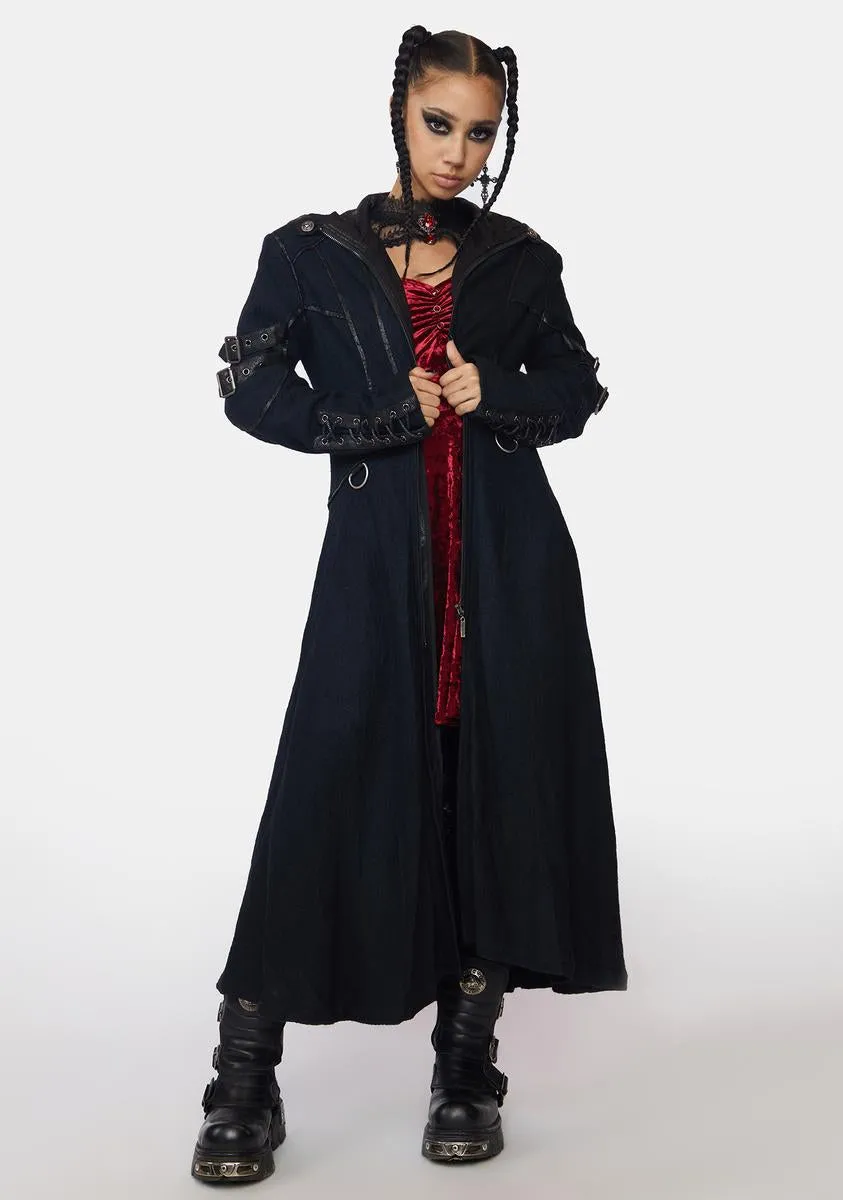 Goth Buckle Long Trench Coat-