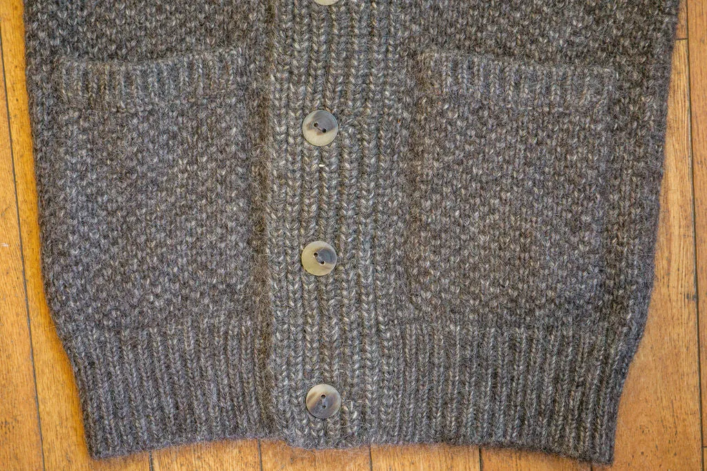Indi + Ash Andes Cardigan - Black Alpaca/Walnut Cotton
