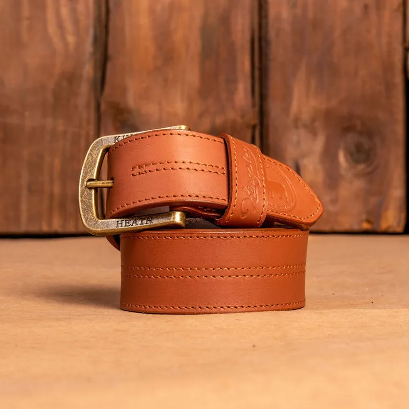 Kingsley Heath Centre Stitch Belt Tan/Brass