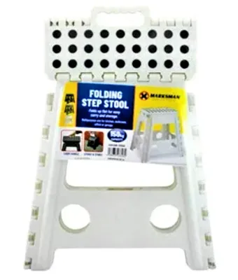 Marksman Anti Slip Folding Step Stool with Carry Handle - White - [PD-23351C-White]