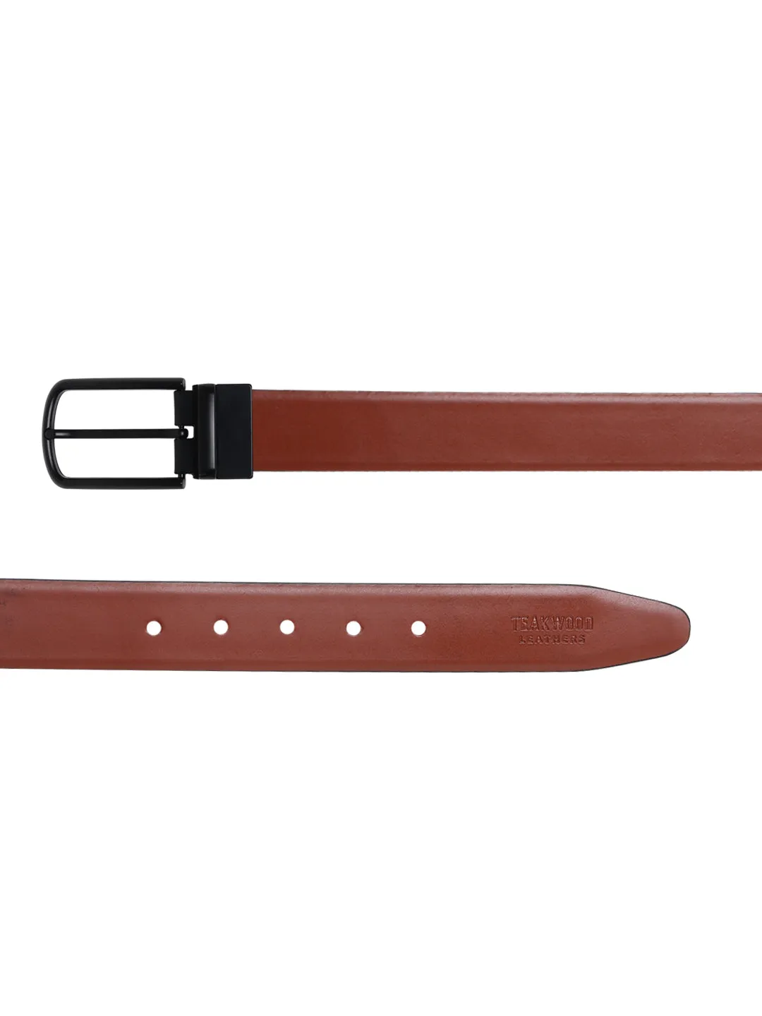 Men Black & Brown Solid Reversible Leather Belt