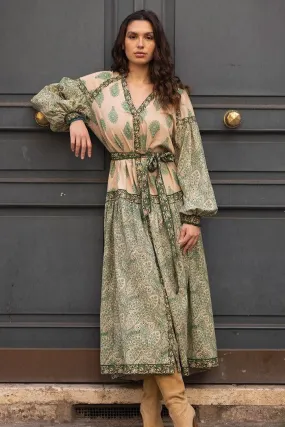 Miss June - Isabela Maxi Dress w/ Belt - Green