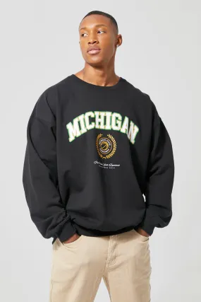 Oversized Michigan Print Sweatshirt