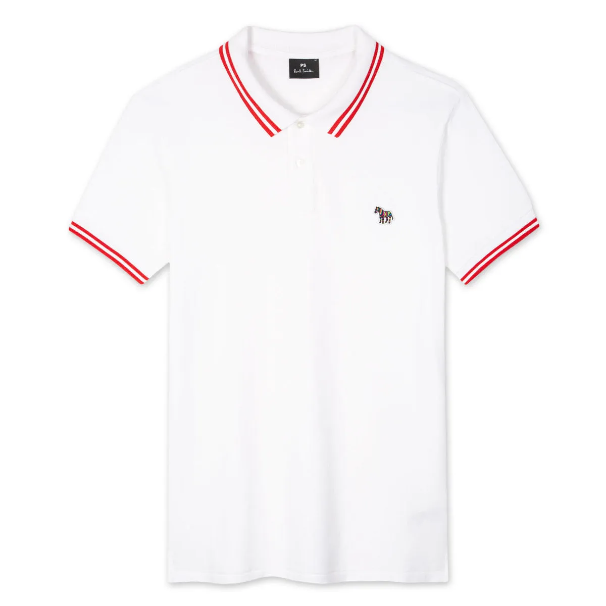 PS Paul Smith - Reg Fit Tipped Zebra Polo Shirt in White