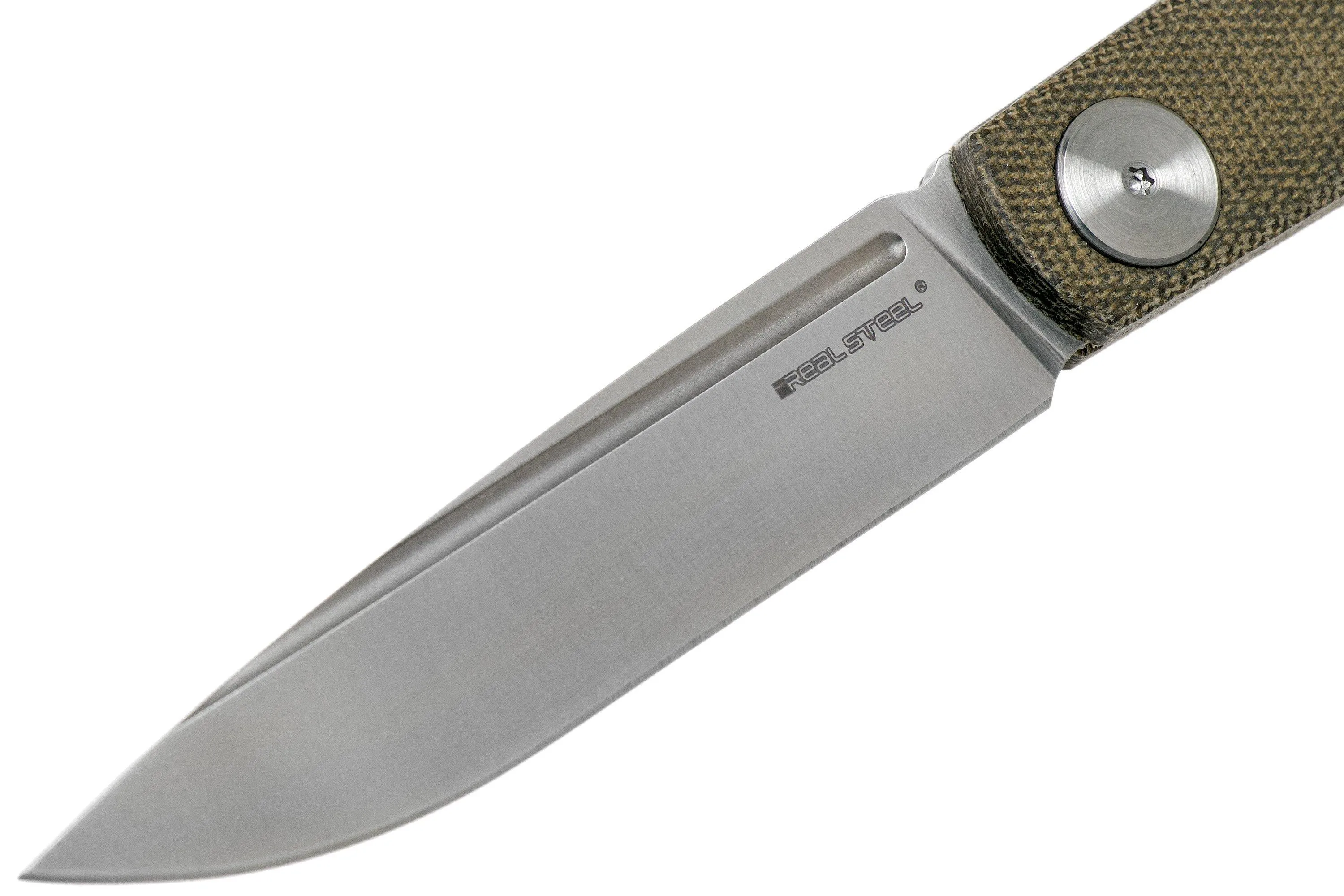 Real Steel G-Slip 7846 Green Micarta Knivesandtools Exclusive slipjoint pocket knife, Ostap Hel design