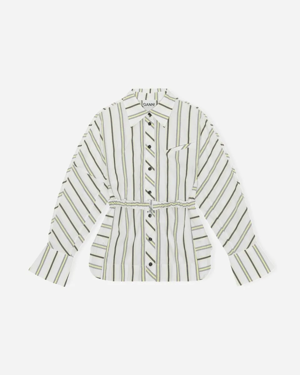 Stripe Cotton Belt Shirt - Mix Stripe Yellow