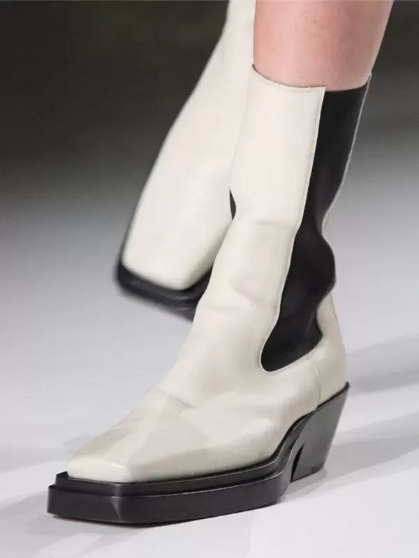 Women Chelsea Boots Square Toe Puppy Heel Ankle Boots